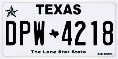 TX license plate DPW4218