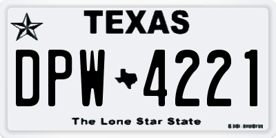 TX license plate DPW4221