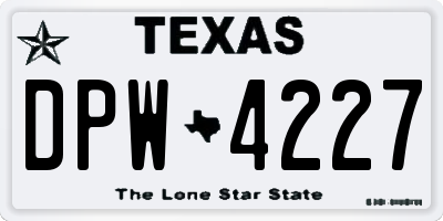 TX license plate DPW4227