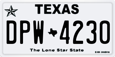 TX license plate DPW4230