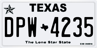 TX license plate DPW4235