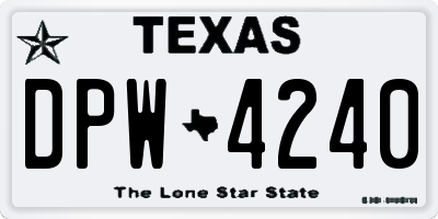 TX license plate DPW4240