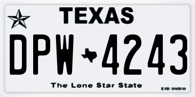 TX license plate DPW4243