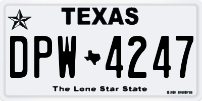 TX license plate DPW4247