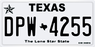 TX license plate DPW4255