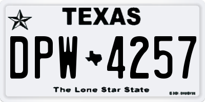 TX license plate DPW4257