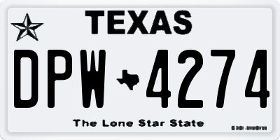 TX license plate DPW4274