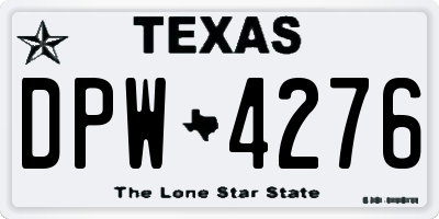 TX license plate DPW4276