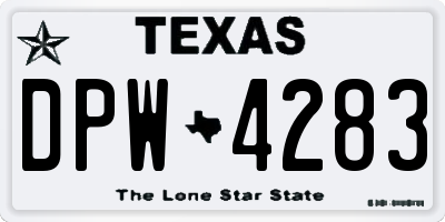 TX license plate DPW4283