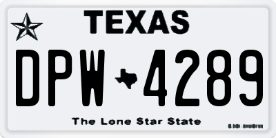 TX license plate DPW4289