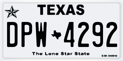 TX license plate DPW4292