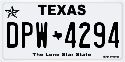 TX license plate DPW4294