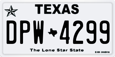 TX license plate DPW4299