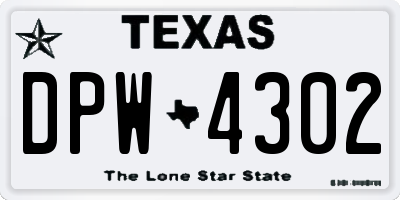 TX license plate DPW4302