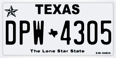 TX license plate DPW4305