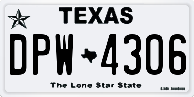 TX license plate DPW4306