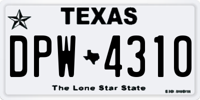 TX license plate DPW4310