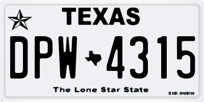 TX license plate DPW4315