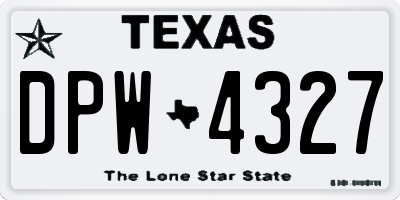 TX license plate DPW4327