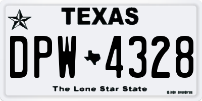 TX license plate DPW4328