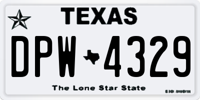 TX license plate DPW4329