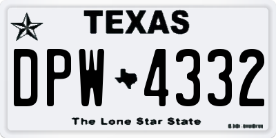 TX license plate DPW4332