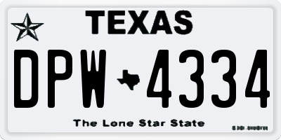 TX license plate DPW4334