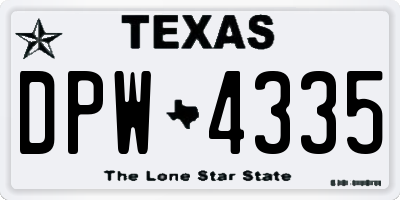 TX license plate DPW4335