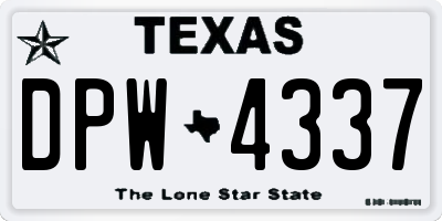 TX license plate DPW4337