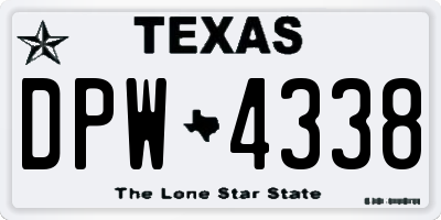 TX license plate DPW4338