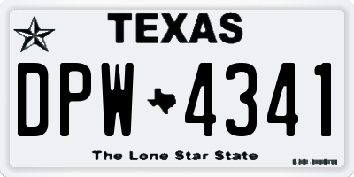 TX license plate DPW4341