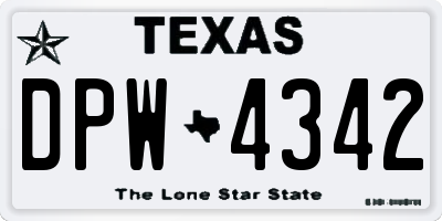 TX license plate DPW4342