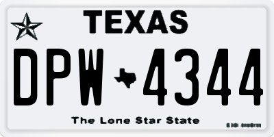 TX license plate DPW4344