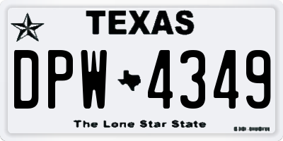 TX license plate DPW4349