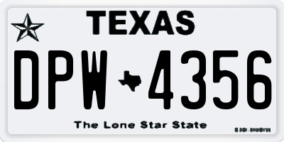 TX license plate DPW4356