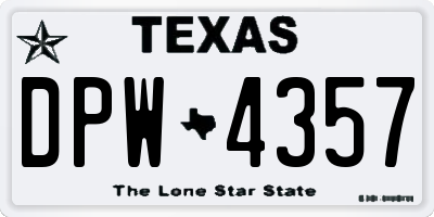 TX license plate DPW4357