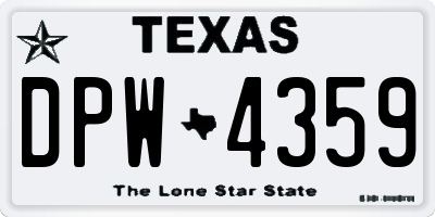 TX license plate DPW4359