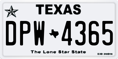 TX license plate DPW4365