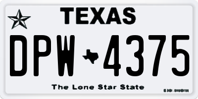 TX license plate DPW4375