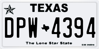 TX license plate DPW4394