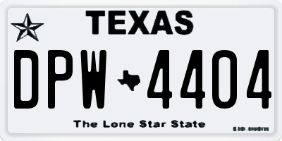 TX license plate DPW4404