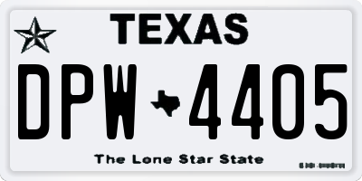 TX license plate DPW4405