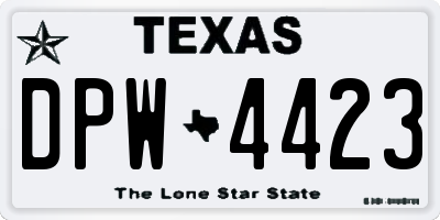 TX license plate DPW4423