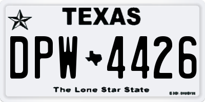 TX license plate DPW4426