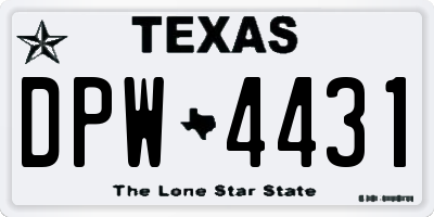 TX license plate DPW4431