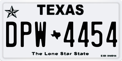 TX license plate DPW4454