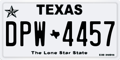 TX license plate DPW4457