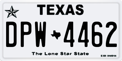 TX license plate DPW4462