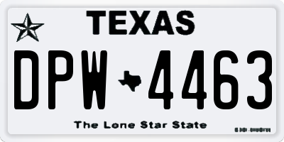 TX license plate DPW4463