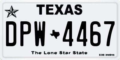 TX license plate DPW4467